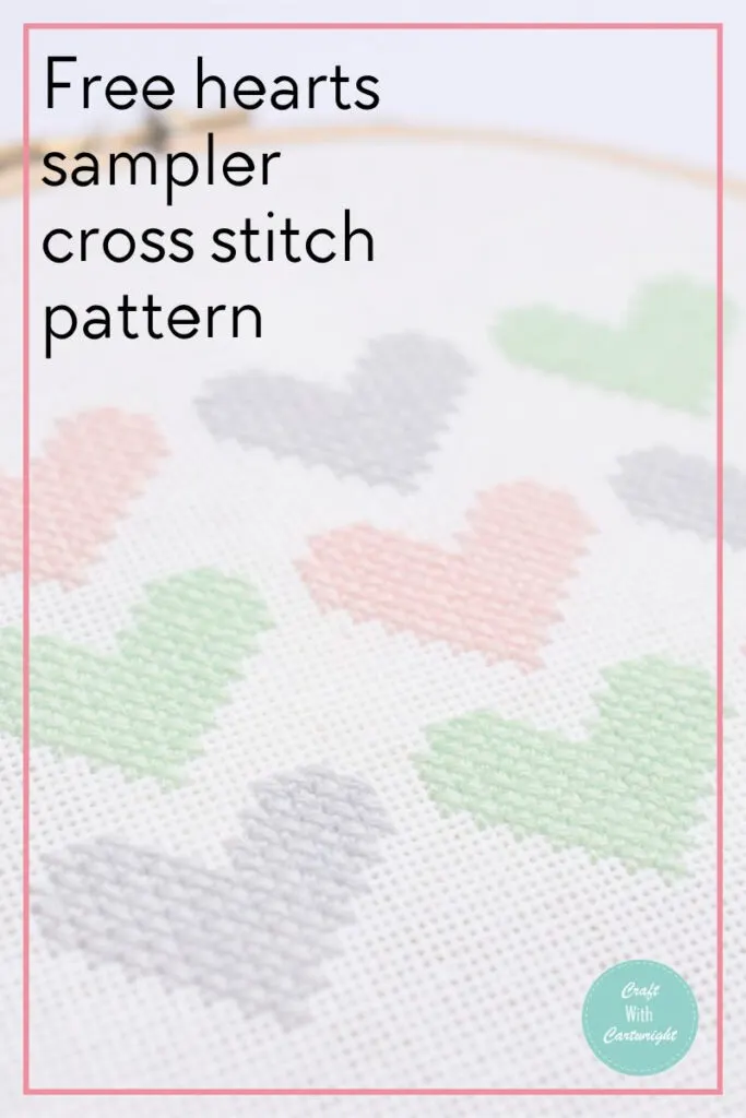 Hearts sampler cross stitch (free pattern) - Craft with Cartwright