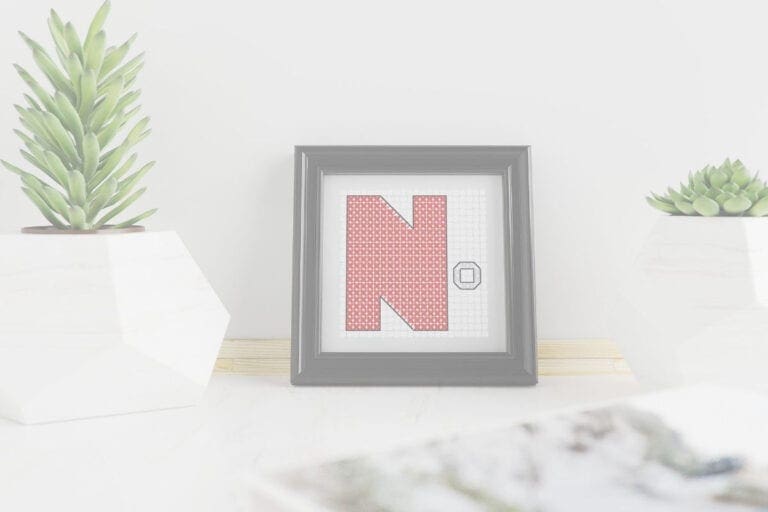 N is for nut cross stitch pattern (free)