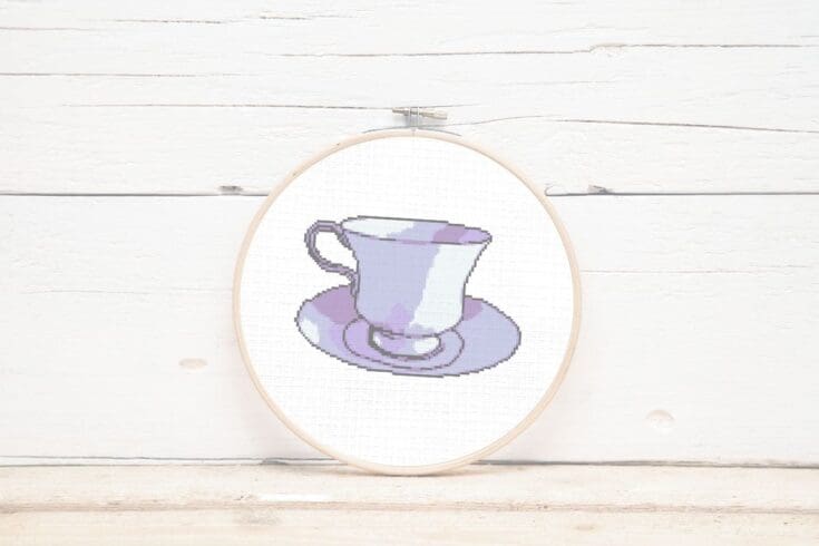Image for Free cross stitch tea cup PDF pattern