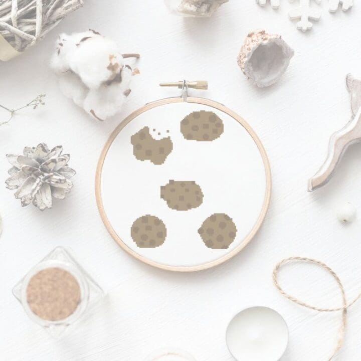 embroidered and framed in a hoop christmas cookies cross stitch