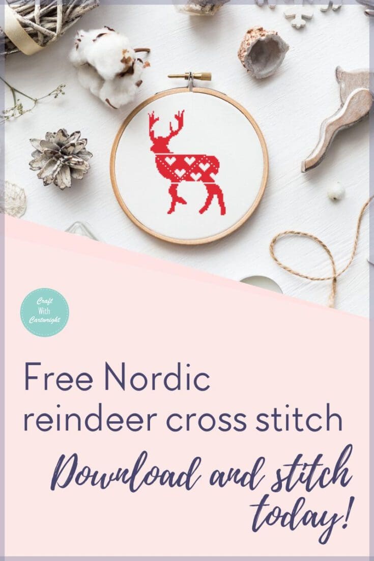 Image for Free Nordic reindeer cross stitch pattern