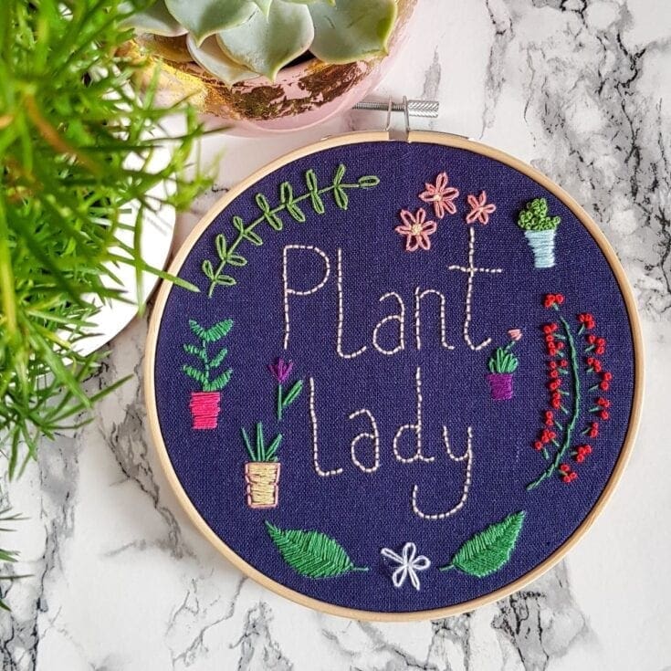 Plant lady embroidery