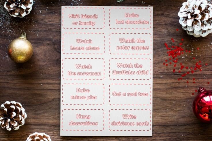 Image for Printable family activities advent calendar