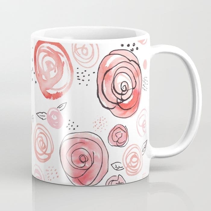 Image for Red roses - Blooming - watercolour Coffee Mug by craftwithcartwright
