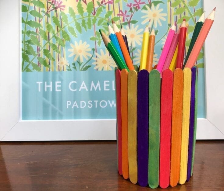 Image for Kids Craft: Make a Rainbow Lolly Stick Pen Pot