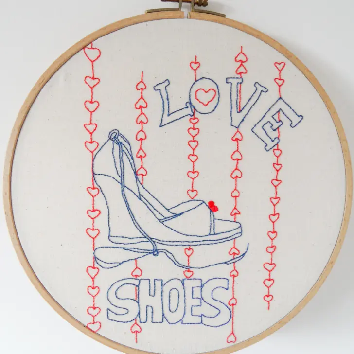 Love shoes embroidery template (free)