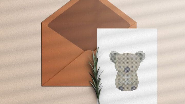 embroidered and made into a card koala cross stitch