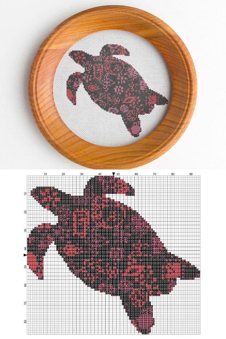 Image for decorated sea turtle cross stitch (free)