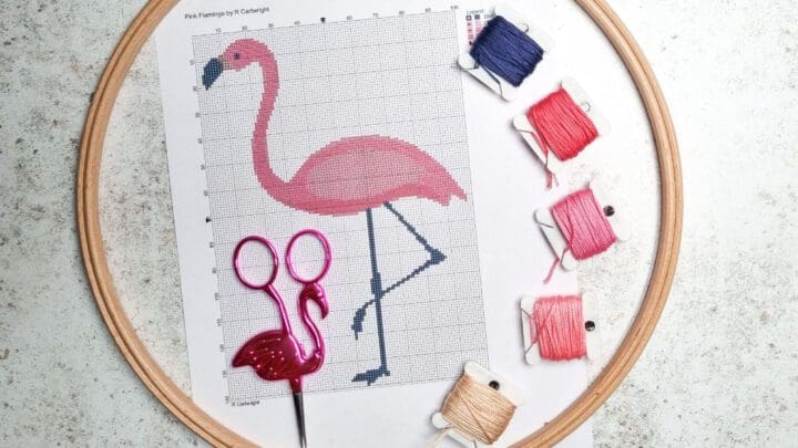 Image for Pink Flamingo cross stitch (free)
