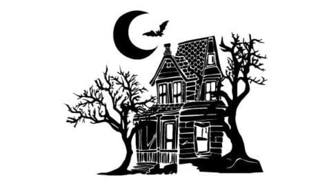 Image for Silhouette of a Spooky House SVG Cut file by Creative Fabrica Crafts · Creative Fabrica