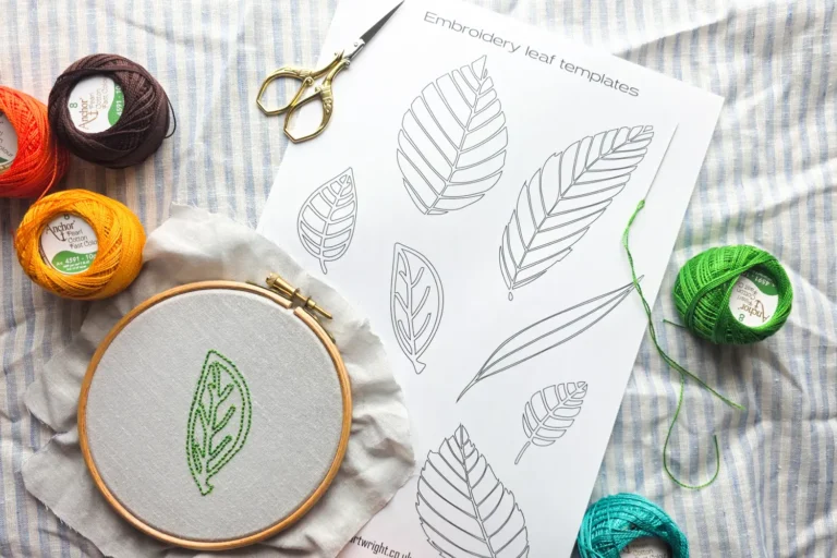 Free printable leaves embroidery template