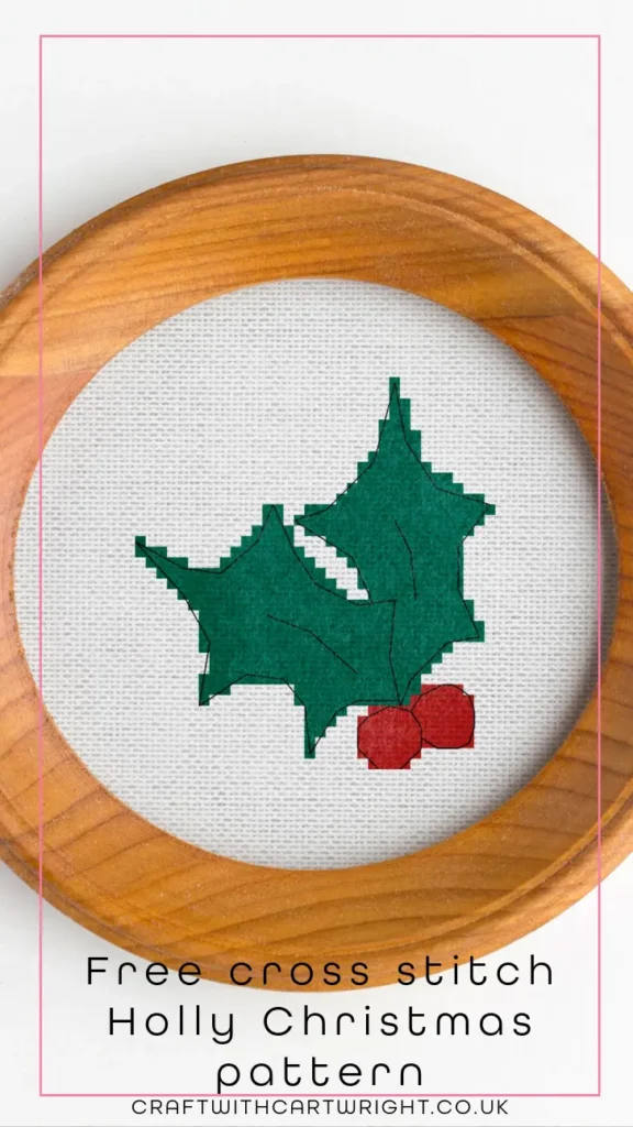 Free cross stitch Holly Christmas pattern PDF - Craft with Cartwright