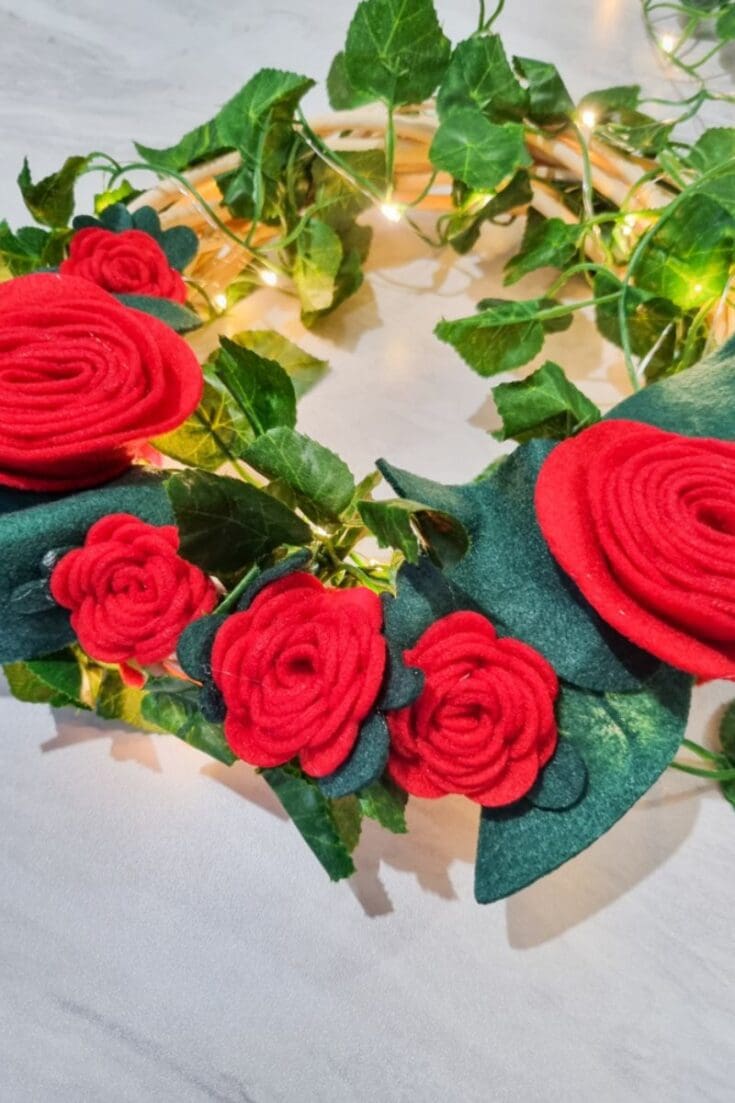 DIY felt rose wreath