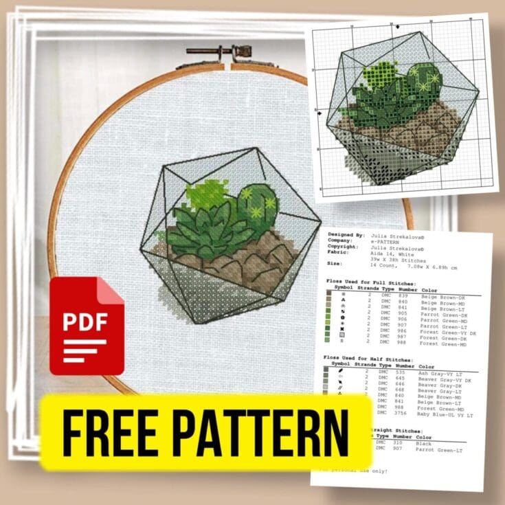 Image for Florarium Cactus – free cross stitch pattern