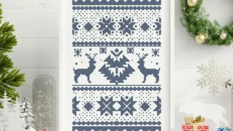 Image for Free PDF Blue Folk Christmas Pattern