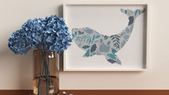 Image for Blue whale cross stitch (free)