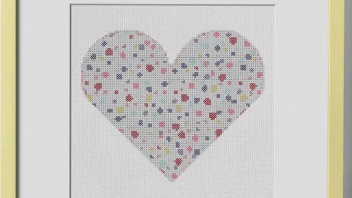 Image for Dotty heart cross stitch (free)