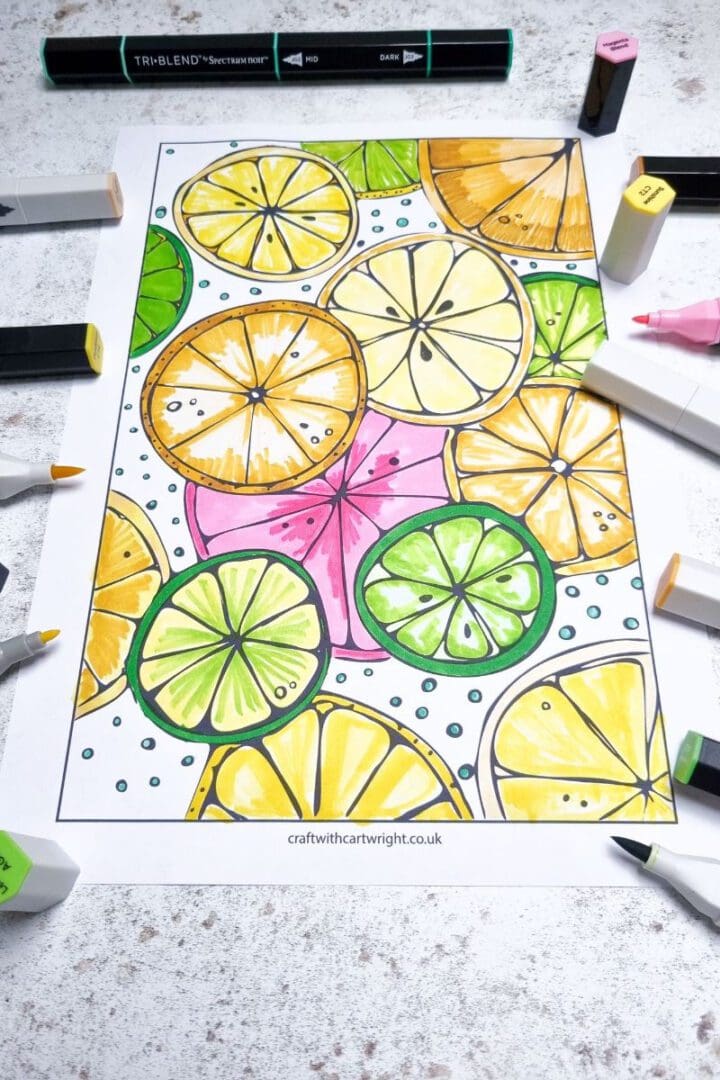 Fruit slices colouring page (free) Craft with Cartwright