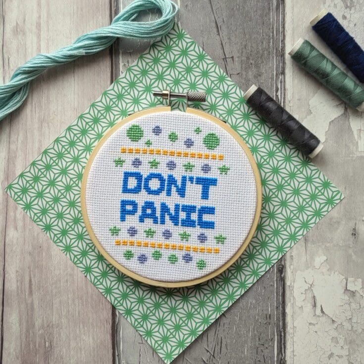 Image for Don't Panic Cross Stitch KIT 4 Modern Hoop Wall - Etsy UK