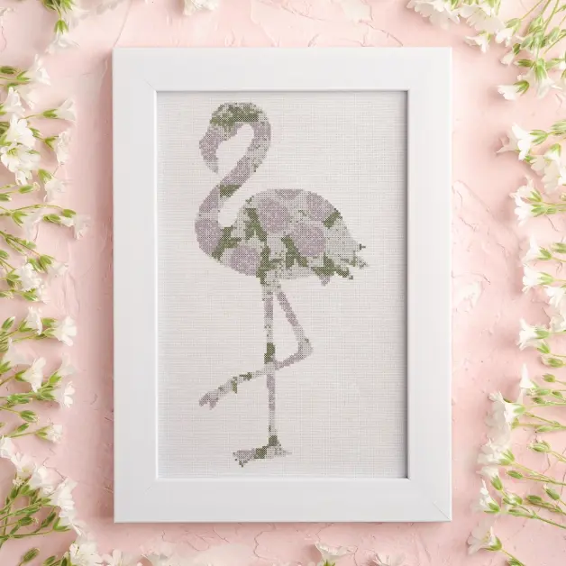 FREE Roses flamingo cross stitch pattern