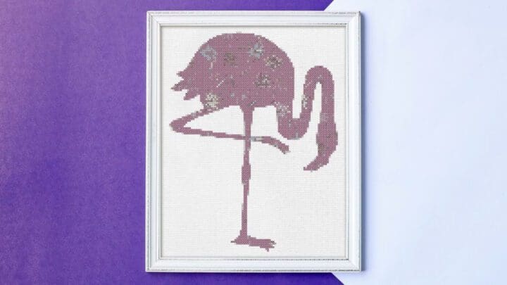 Image for Floral flamingo cross stitch (free)