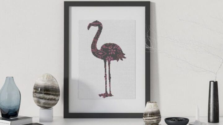 Image for Jewelled flamingo cross stitch (free)