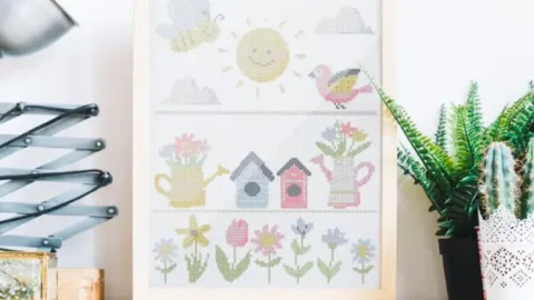 Image for FREE springtime sampler cross stitch pattern