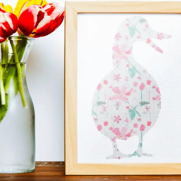 Free floral duck cross stitch