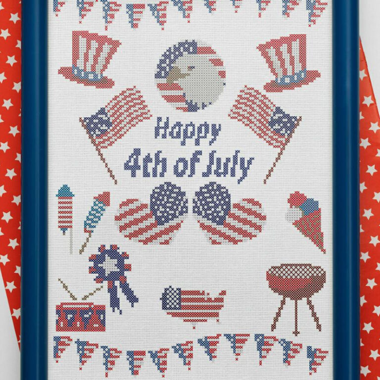 FREE Independence day cross stitch sampler pattern
