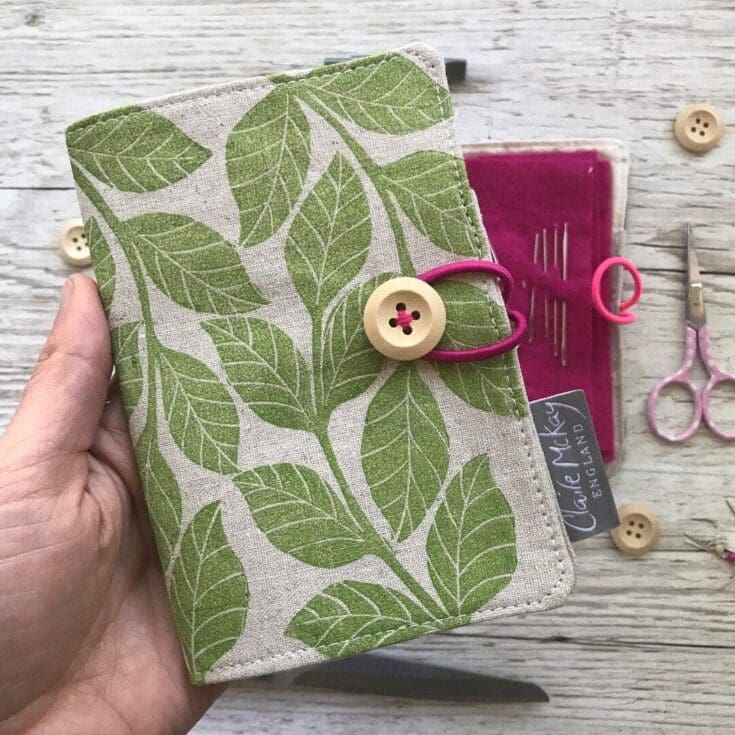 Image for Hand Printed Linen Needle Book Green Leaves Handmade - Etsy UK