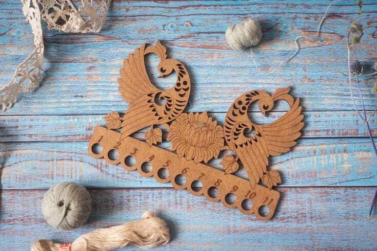 Image for Wooden Peacock Thread Organizer Needle Minder Floss Holder - Etsy UK