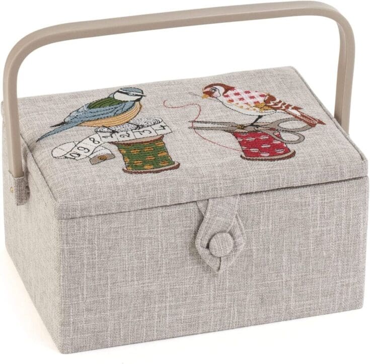Image for Hobbygift Medium Sewing Box Birds on Bobbin Embroidered - Etsy UK