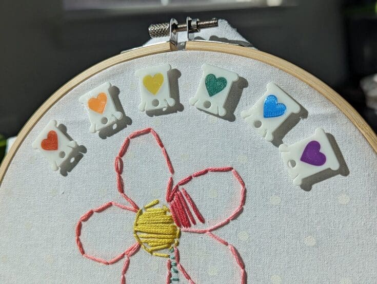 Image for The Mini Minder Tiny Floss Bobbin Needle Minder Rainbow - Etsy UK
