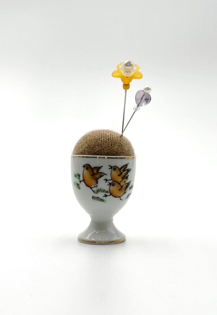 Image for Pincushion Small Vintage Egg Cup Birds. Wool Cushion. Two - Etsy UK