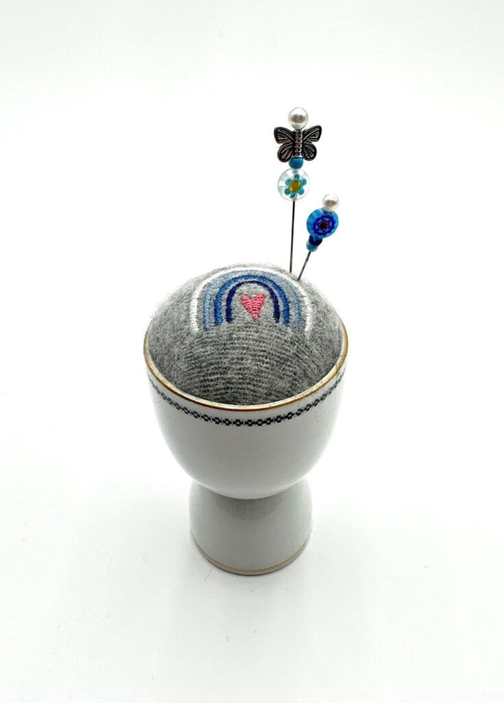 Image for Pincushion Vintage Ceramic Egg . Gray Wool Cushion With - Etsy UK
