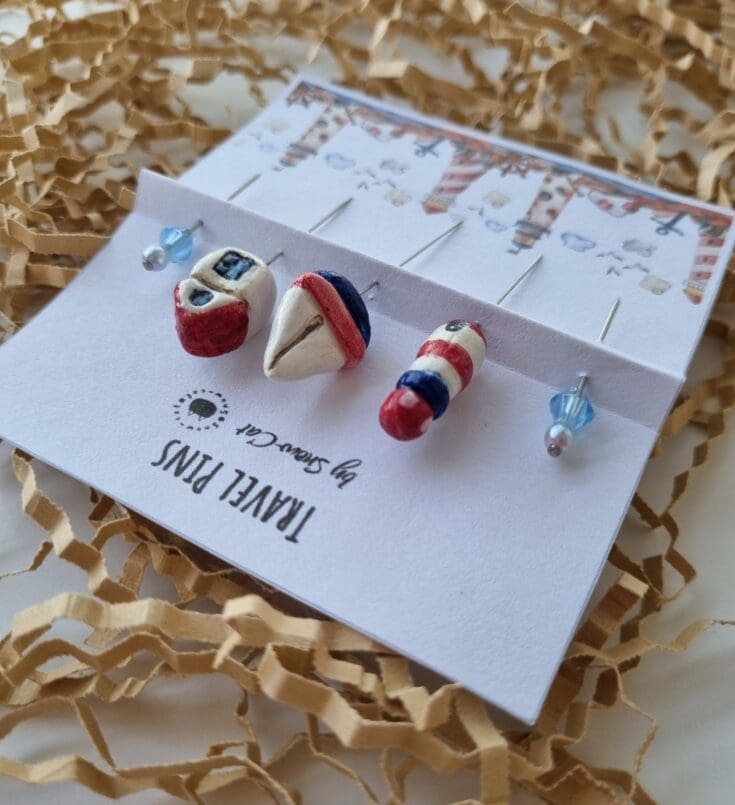 Image for Beach House Felted Pin Cushion and Decorative Sewing Pins Set - Etsy UK