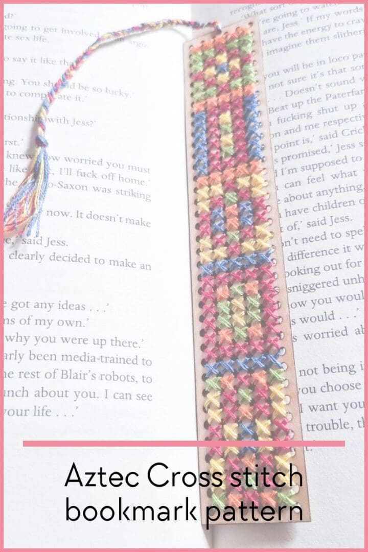 Aztec Cross stitch bookmark pattern (free) - Craft with Cartwright