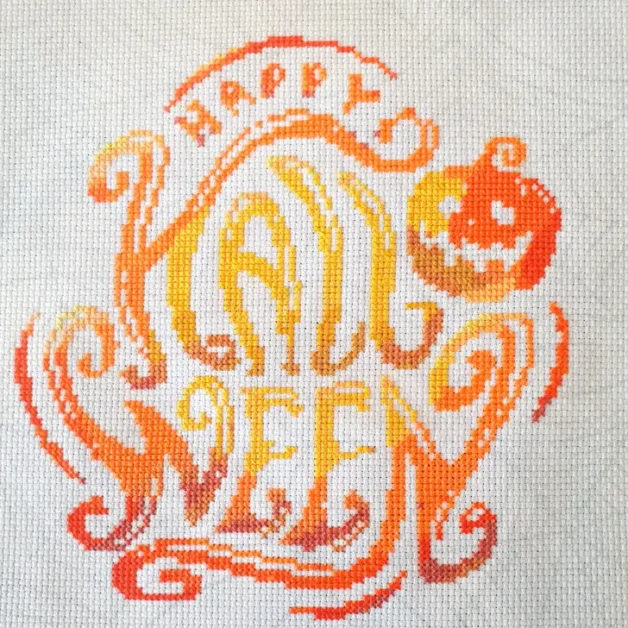 embroidered cross stitch pattern for Halloween