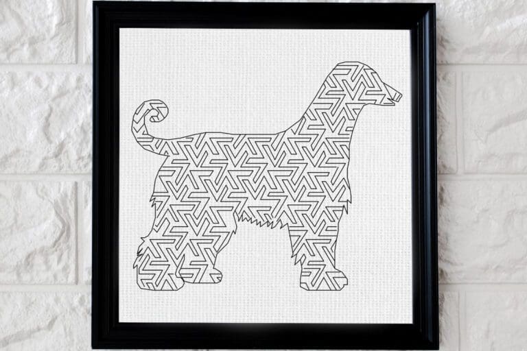 Greyhound blackwork embroidery pattern