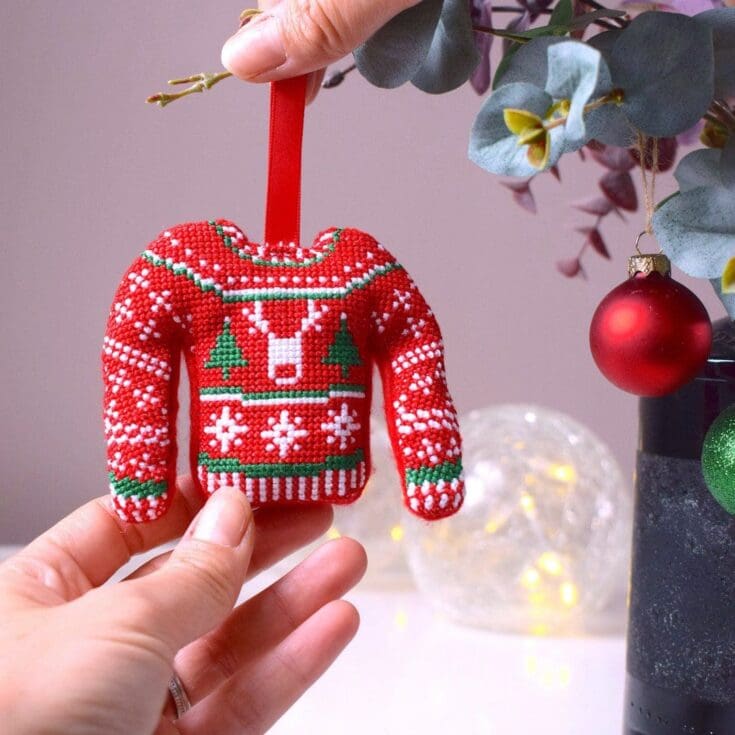 Image for Cross Stitch a Mini Christmas Jumper Christmas Tree Ornament