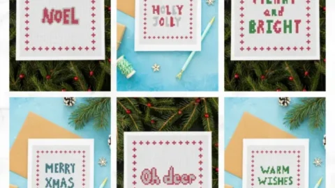 Image for 6 small christmas cross stitch patterns for cards