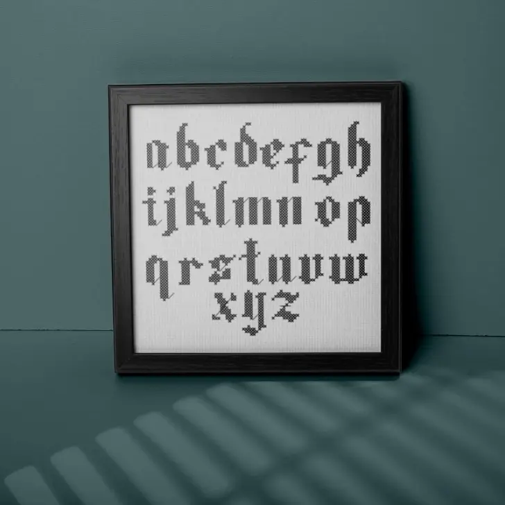 FREE Gothic cross stitch alphabet pattern