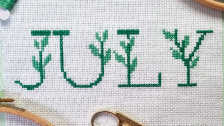 Image for July - leaf cross stitch pattern (free)