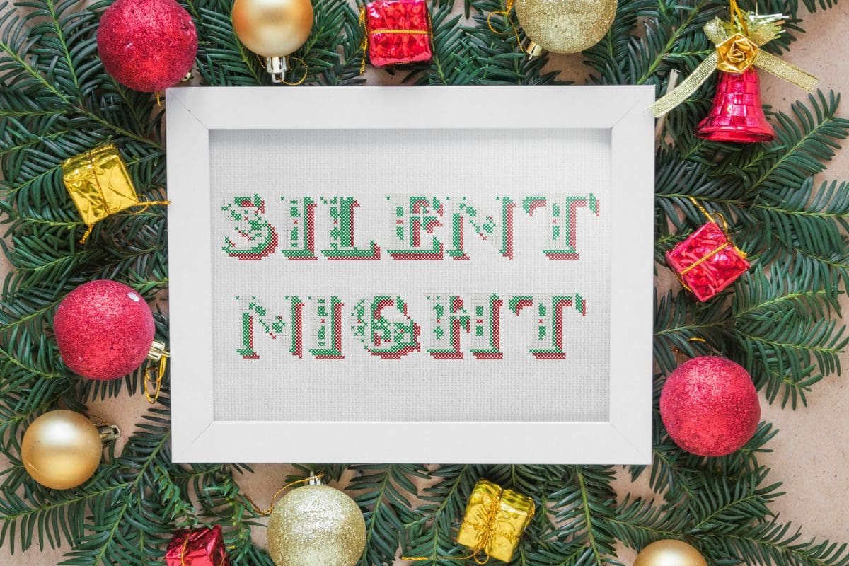 embroidered and frame silent night cross stitch