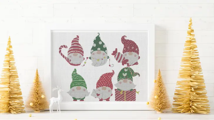 Christmas gnome cross stitch