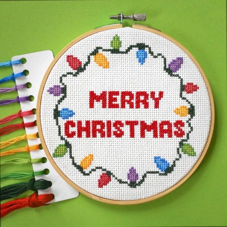 Image for Merry Christmas Cross Stitch Kit Beginners Counted Cross - Etsy UK