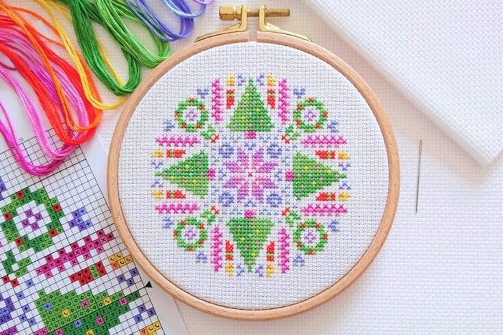 Image for KIT Mini Christmas Mandala Cross Stitch Kit Optional 5-inch