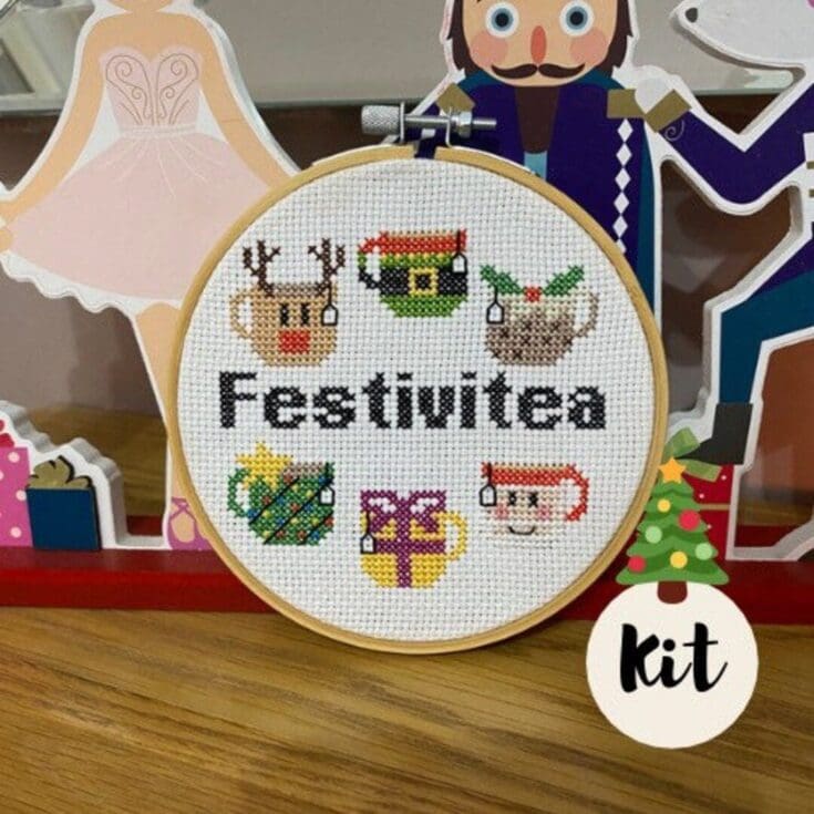 Image for Tea Lover Cross Stitch Kit Christmas Cross Stitch Kit