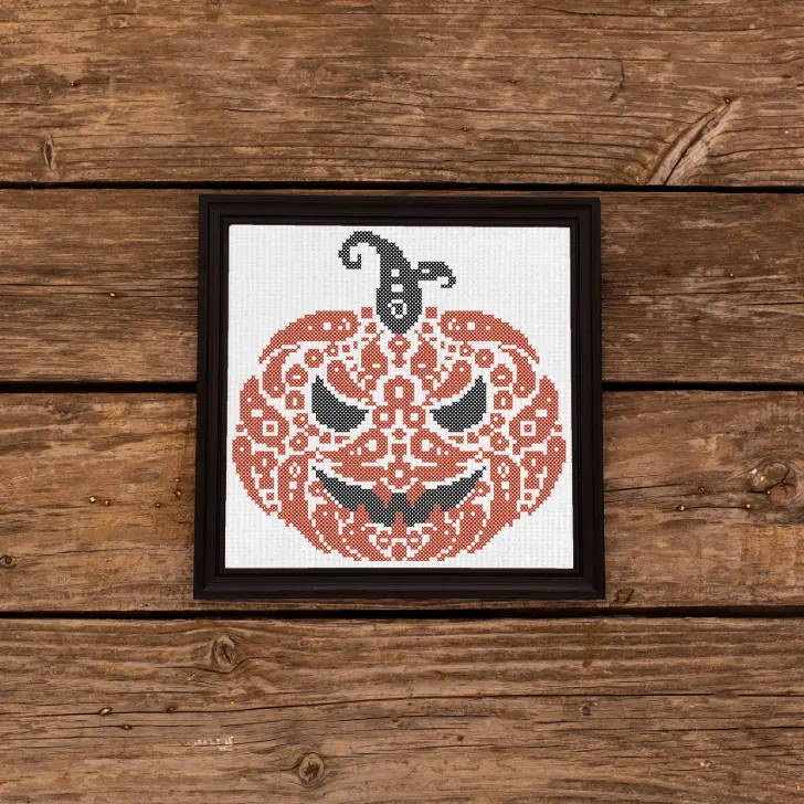 Free modern pumpkin cross stitch pattern