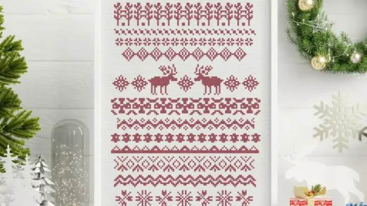 embroidered and framed 12 christmas cross stitch boarders